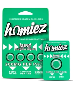 Homiez 7-Hydroxy Enhanced Kratom Alkaloids Chewable Tablets Mint 50mg