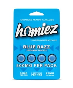 Homiez 7-Hydroxy Enhanced Kratom Alkaloids Chewable Tablets Blue Razz 50mg