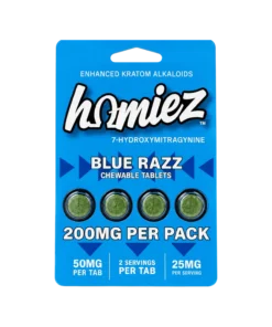Homiez 7OH Kratom Extract Tablets Blue Razz 200mg – 4ct (50mg/tab)
