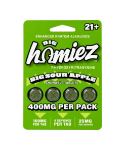 Homiez Big 7OH Kratom Extract Tablets Big Sour Apple 400mg – 4ct (100mg/tab)